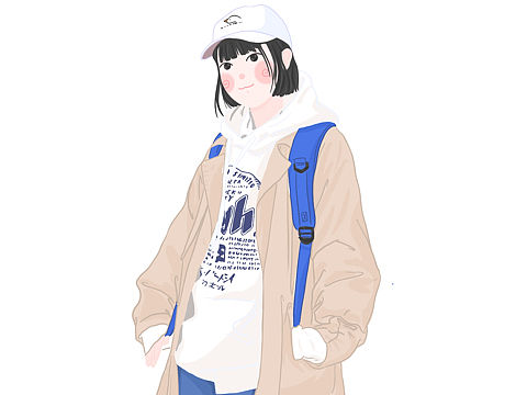 关于女孩穿搭的插画