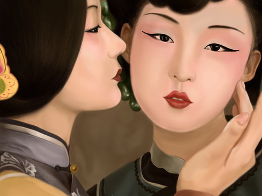 物插画练习旗袍女人