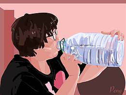 颜如晶硬核喝水插画创作