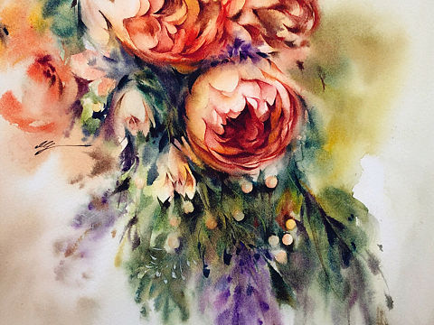 明小花水彩～闲散无边～（附全过程）