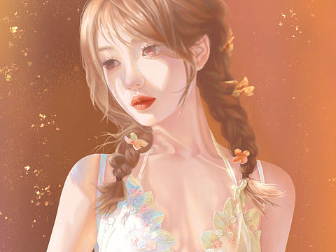 少女半身插画