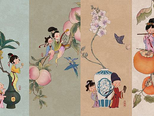 仿工笔国风插画合辑