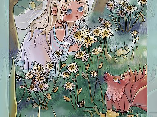 女孩偶遇贪吃的红狐