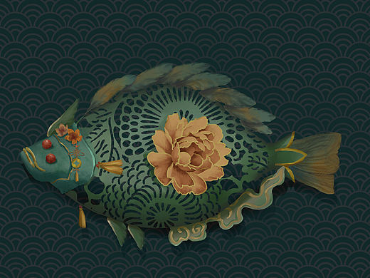 一家汉服店比目鱼品牌形象