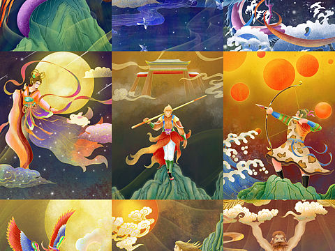 国潮插画—古期神话传说