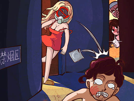 不许在禁烟场所吸烟！不然....