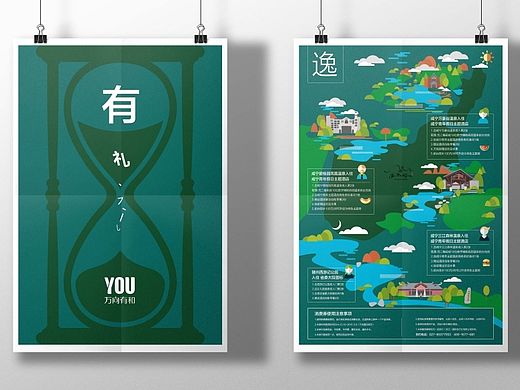温泉礼品/手绘地图/手绘杂志封面