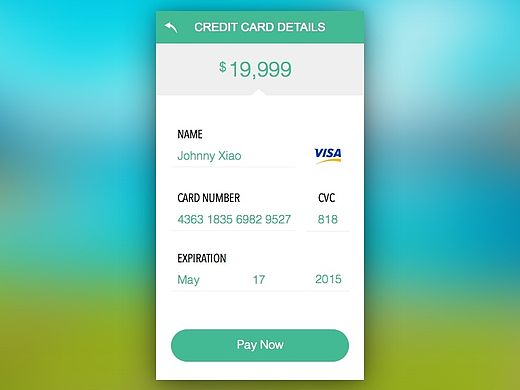 DailyUI 002 - Credit Card Checkout（個人主頁-ZMTM3NDc0NTY=） - APP界面 - 站酷設(shè)計(jì)師shunz原創(chuàng)素材 - 站酷ZCOOL