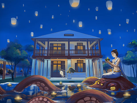节日里的嗨爪夫人（个人主页-ZNDE3ODUzODg=） - 绘本 - 站酷设计师猫嚎斯原创素材 - 站酷ZCOOL