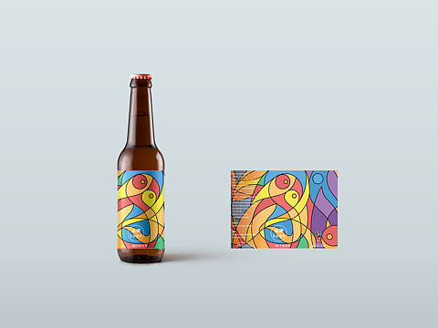 精酿啤酒酒标设计-世界杯主题毕加索风格