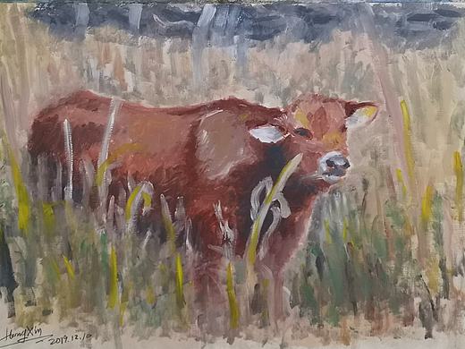 秋草黃牛（個人主頁-ZNDI0NDcwMDA=） - 繪畫 - 站酷設(shè)計師wulongtea原創(chuàng)素材 - 站酷ZCOOL