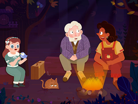 插画-森林之夜（个人主页-ZNDI4ODM4OTY=） - 创作习作 - 站酷设计师哈米瓜甜原创素材 - 站酷ZCOOL