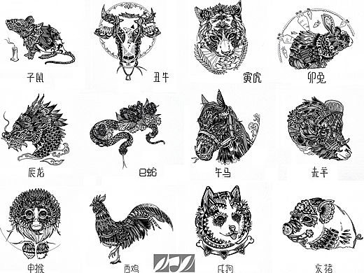 黑白线控-十二生肖
