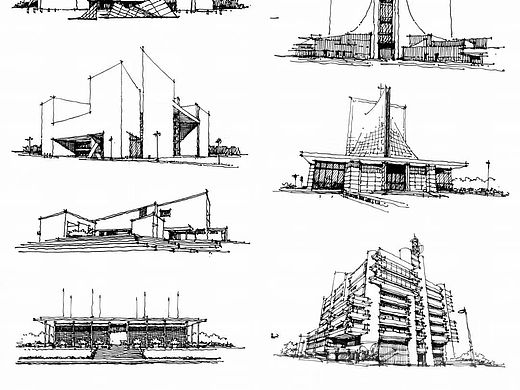 外国建筑近现代史经典作品（图源：绘聚手绘）