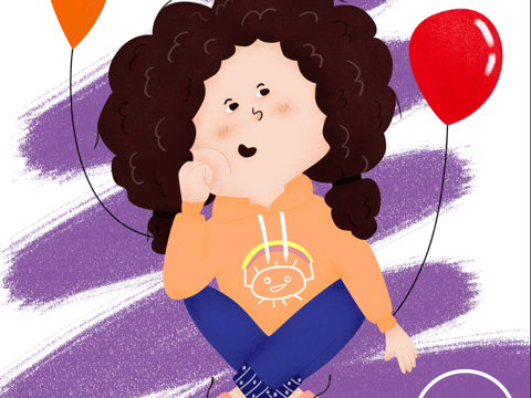 儿童插画—爆炸头女孩