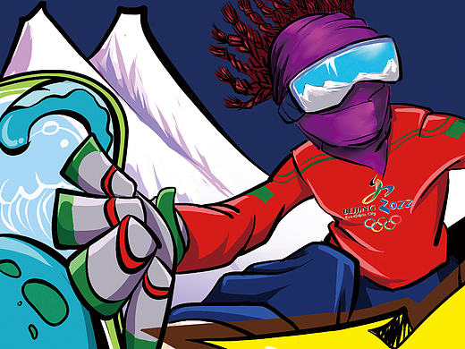 滑雪用具店插画