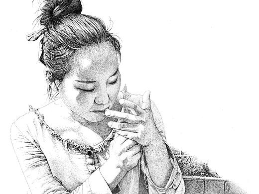 楚歌钢笔画-美伢（点画）46.4*31.6cm