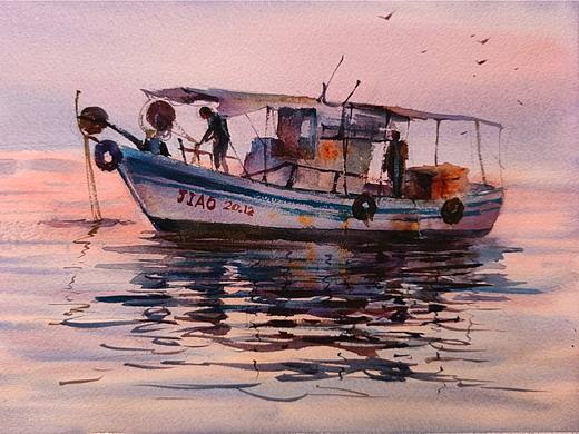 水彩｜船景（个人主页-ZNTczMzQyMjA=） - 绘画 - 站酷设计师爱画水彩的娇娇原创素材 - 站酷ZCOOL