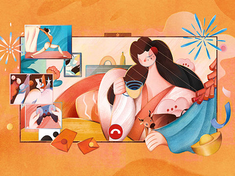 HUAWEI家居智慧屏插画（个人主页-ZNTA4Mjk0MzI=） - 商业插画 - 站酷设计师bobobottle瓶子原创素材 - 站酷ZCOOL