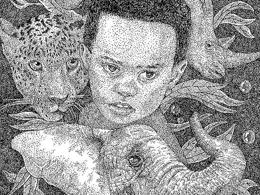 孩子和朋友（公益类点绘插画）