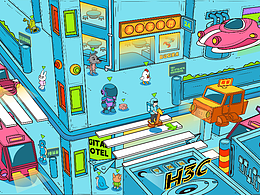 数字社区概念设计/矢量插画/商业海报