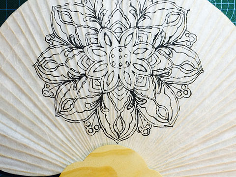 扇面画 宝相花