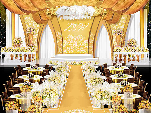 欧式白金色婚礼效果图