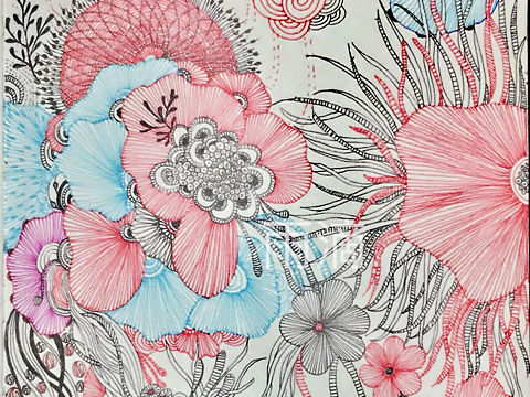 彩色 线描 插画 装饰画 黑白 点线面 几何 图案 设计  