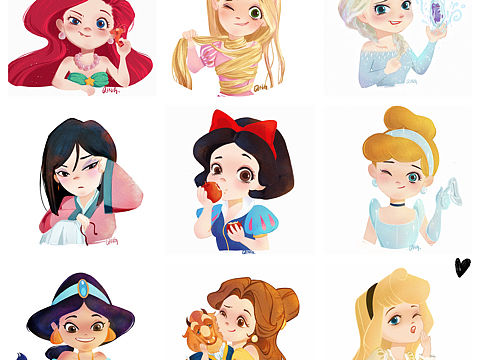 萌版迪士尼的公主们!