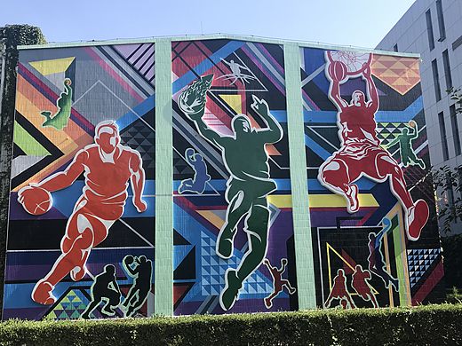 雕塑与墙绘 瓷砖墙墙绘 色块墙绘 运动感墙绘