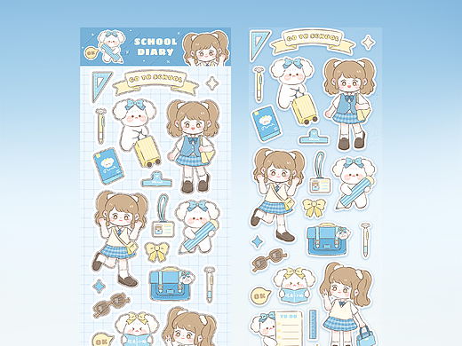 原創(chuàng)上學(xué)日記咕卡貼紙（個(gè)人主頁(yè)-ZNjE4MTc3NDg=） - 商業(yè)插畫 - 站酷設(shè)計(jì)師nomi7原創(chuàng)素材 - 站酷ZCOOL