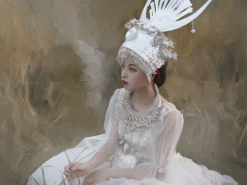 板绘//厚涂 苗族银饰 