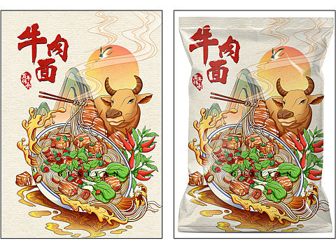 牛肉面包装插画