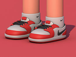 c4d制作的可爱AJ1low