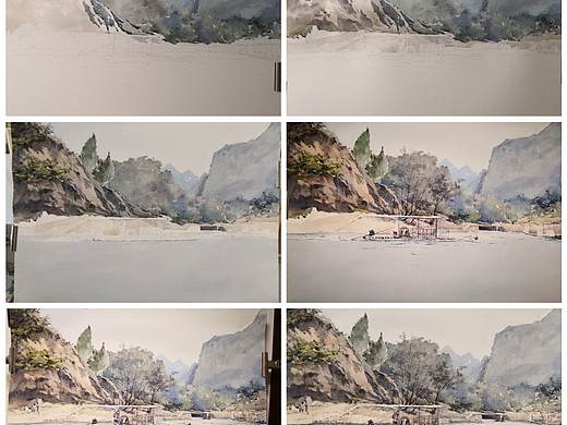 水彩画风景手绘