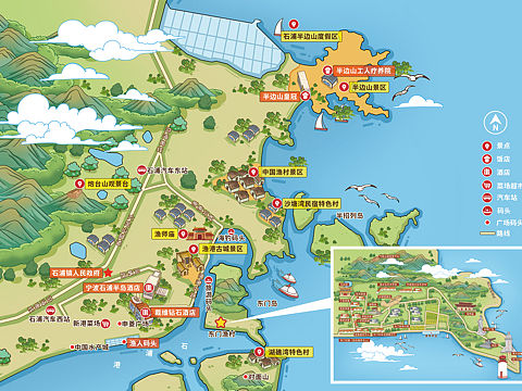 【宁波象山】乡镇社区手绘地图定制设计