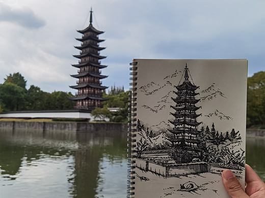松江方塔写生（个人主页-ZNDcyOTkxNTI=） - 绘画 - 站酷设计师PainterJJ原创素材 - 站酷ZCOOL