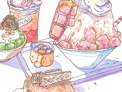 钢笔淡彩美食