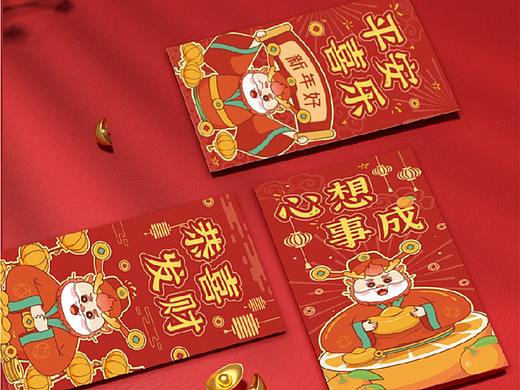 龙年ip系列小插画 红包 贴纸 挂件 对联
