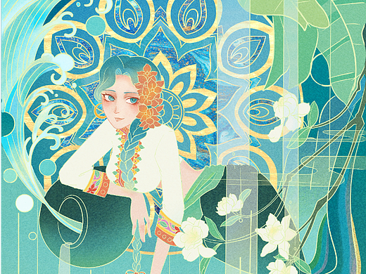 【毕设作品】插画设计-黑与红的梯田协奏