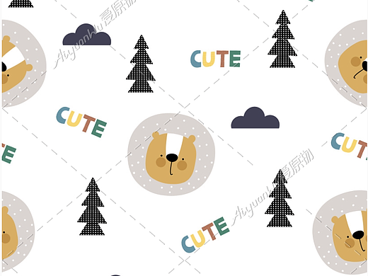 童趣小狮子花型设计