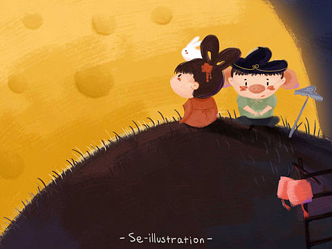 中秋快樂（個人主頁-ZMzkxNTExMDQ=） - 兒童插畫 - 站酷設(shè)計師米唐插畫設(shè)計原創(chuàng)素材 - 站酷ZCOOL