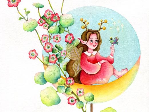 【影桥原创插画】《精灵公主》（附过程图）（个人主页-ZNTMwOTUyNjQ=） - 创作习作 - 站酷设计师影桥原创素材 - 站酷ZCOOL