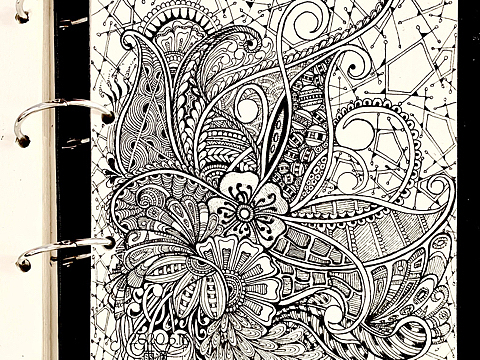 黑白条纹 插画 点线面 禅绕画 线描