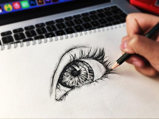 大眼睛 手绘素描 手稿 