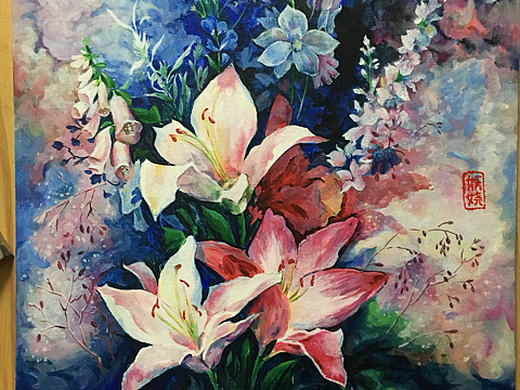 百合(布面丙烯)纯艺术-绘画4年前一组墙绘手工艺-其他手工艺4年前墙绘