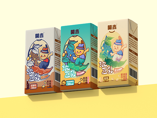 開鑫浓豆乳品牌包装设计丨三种风格三种口味