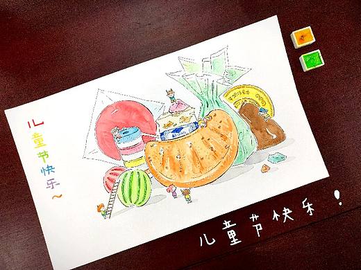 六一儿童节贺图-水彩插画