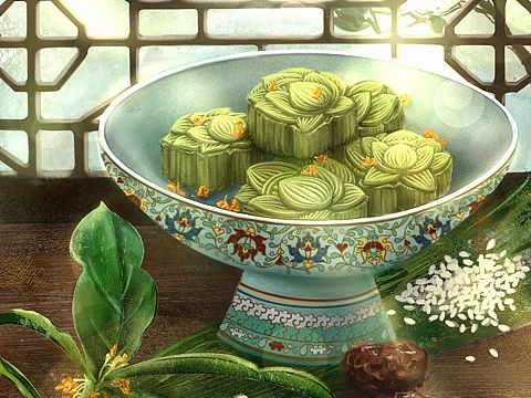 国风插画&插画包装｜绿豆糕