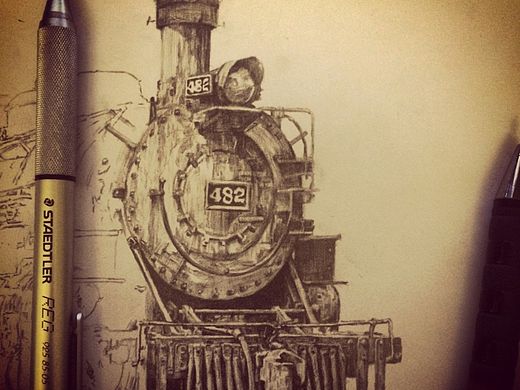 火车头（个人主页-ZMTI3MzkwOTI=） - 绘画 - 站酷设计师BLACK_TATTOO原创素材 - 站酷ZCOOL